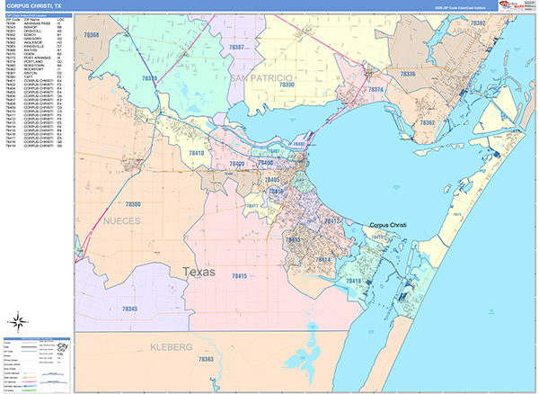 Corpus Christi Wall Map